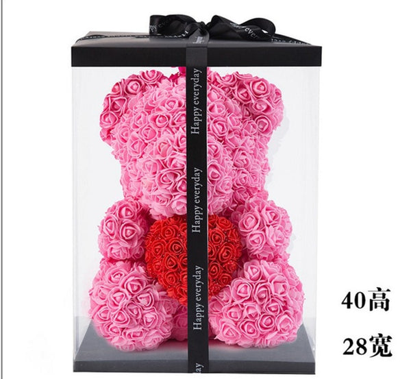 2018 Hot Sale 40cm Bear of Roses Artificial Flowers Home Wedding Festival DIY Cheap Wedding Decoration Gift Box Wreath Crafts