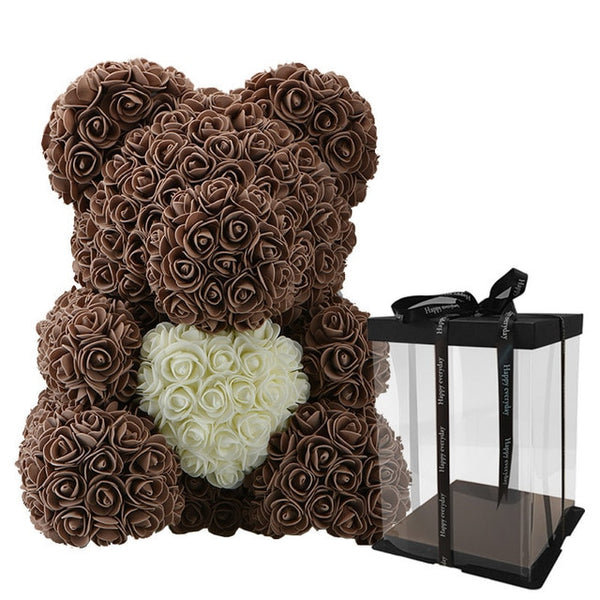 2018 Hot Sale 40cm Bear of Roses Artificial Flowers Home Wedding Festival DIY Cheap Wedding Decoration Gift Box Wreath Crafts