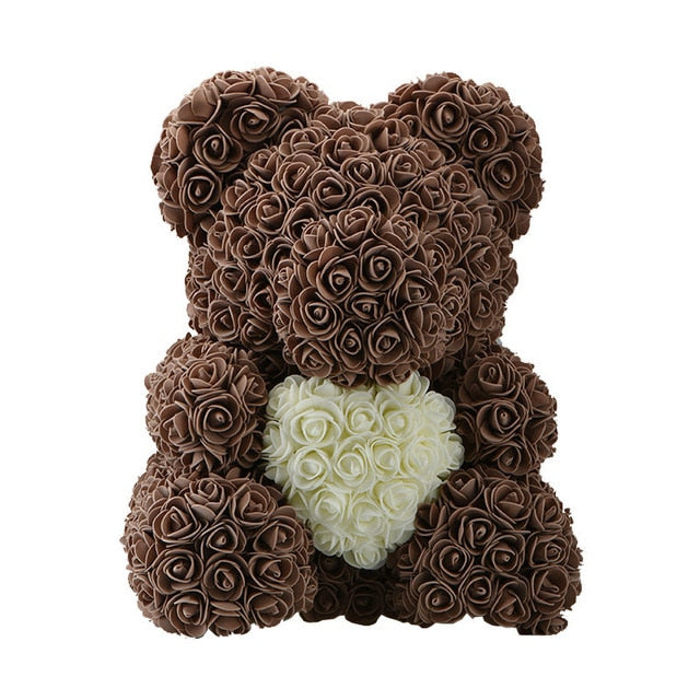 2018 DropShipping 40cm with Heart Big Red Teddi Bear Rose Flower Artificial Decoration Christmas Gifts for Women Valentines Gift