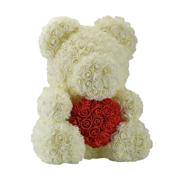 2018 DropShipping 40cm with Heart Big Red Teddi Bear Rose Flower Artificial Decoration Christmas Gifts for Women Valentines Gift