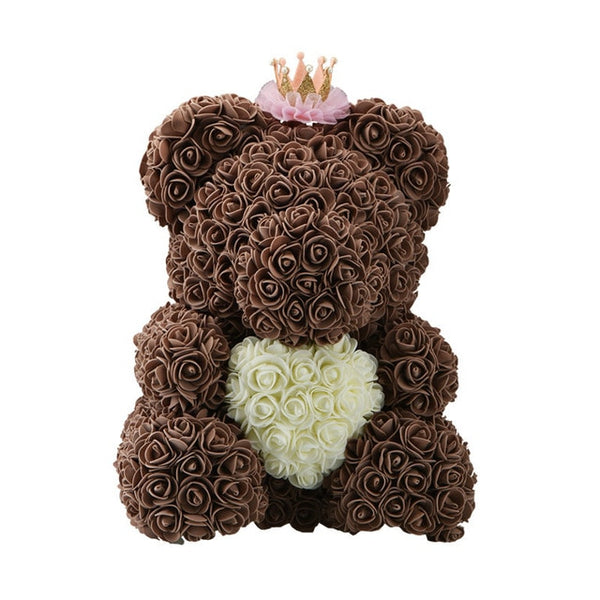 2018 DropShipping 40cm with Heart Big Red Teddi Bear Rose Flower Artificial Decoration Christmas Gifts for Women Valentines Gift