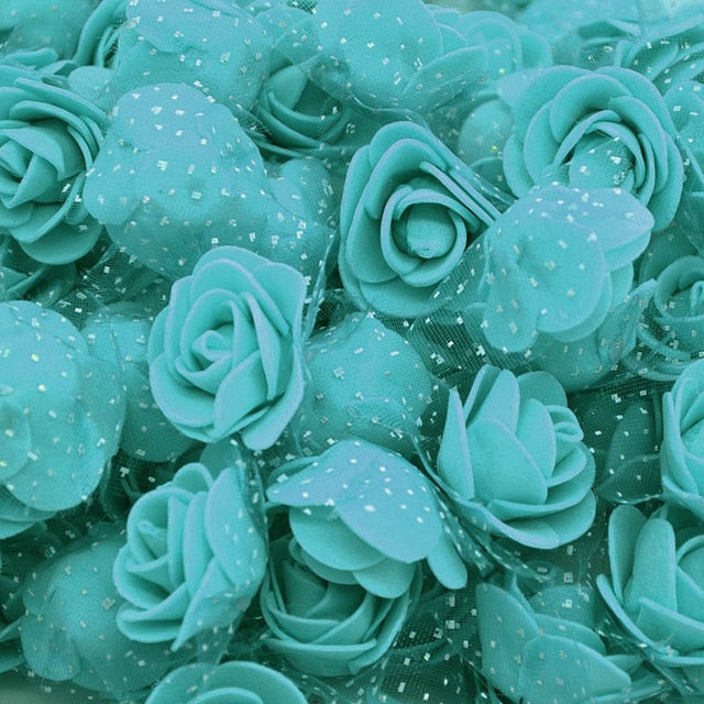 50Pcs/lot 3.5cm Mini PE Foam Rose Heads Artificial Silk Flowers For Home Garden DIY Pompom Wreaths Wedding Decor Supplies