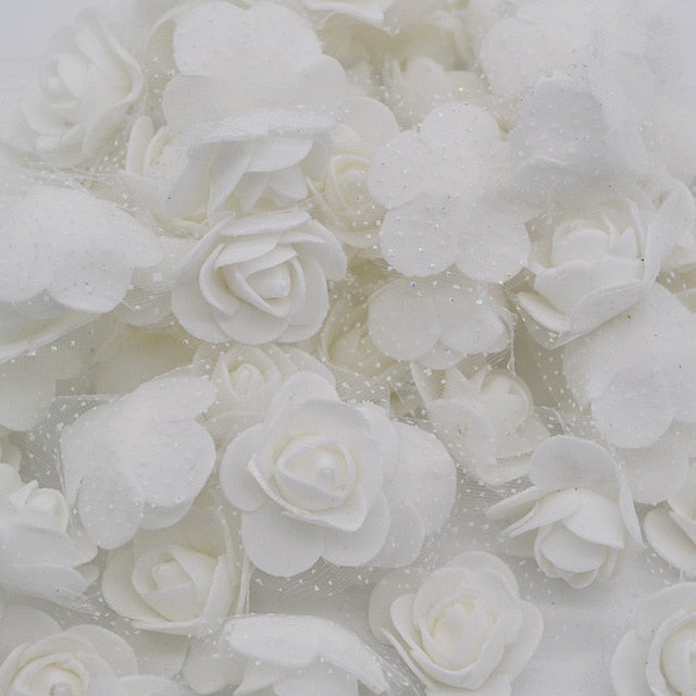 50Pcs/lot 3.5cm Mini PE Foam Rose Heads Artificial Silk Flowers For Home Garden DIY Pompom Wreaths Wedding Decor Supplies