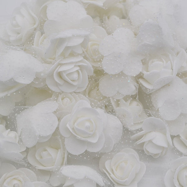 50Pcs/lot 3.5cm Mini PE Foam Rose Heads Artificial Silk Flowers For Home Garden DIY Pompom Wreaths Wedding Decor Supplies