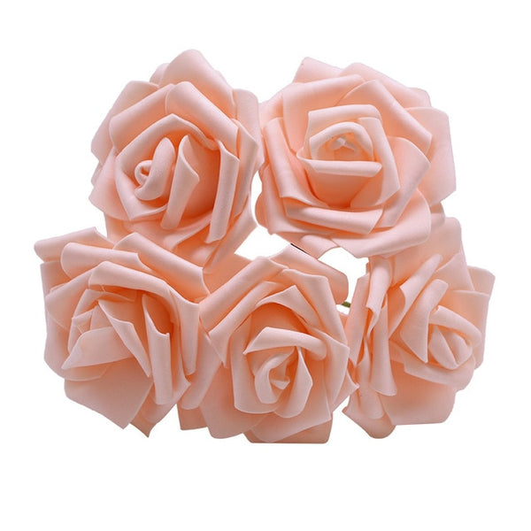 10 Heads 8CM Pretty Charming Artificial Flowers PE Foam Rose Flowers Bride Bouquet Home Wedding Decor Scrapbooking DIY Supplies