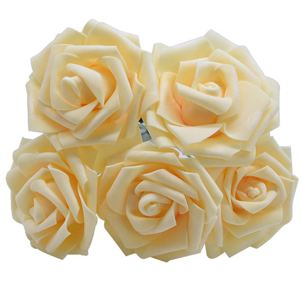 10 Heads 8CM Pretty Charming Artificial Flowers PE Foam Rose Flowers Bride Bouquet Home Wedding Decor Scrapbooking DIY Supplies