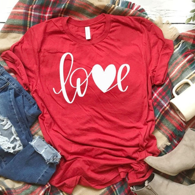 Valentines T-Shirt Women All You Need Is Love Tees XOXO T Shirt Unisex Valentines Day Shirt Women Causal Red Cotton Tshirt Drop