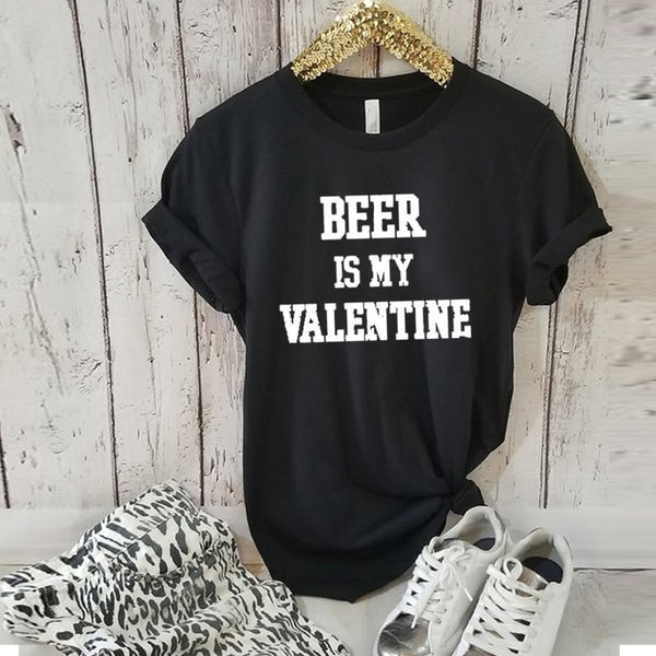 clothing plus size kawaii print beer valentine day letter women tee t shirts t-shirt print  female tshirt clothes womens top