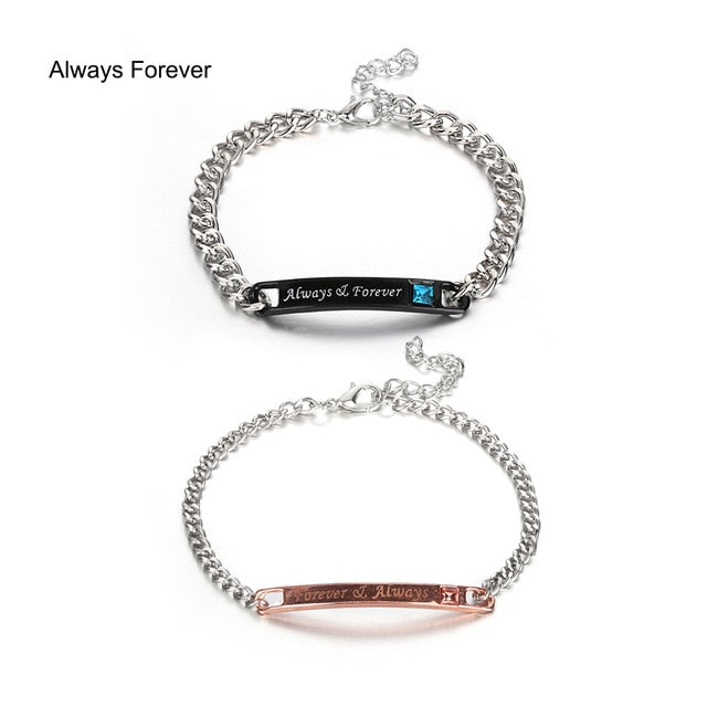 1PC Stainless Steel Lover Couples her Beast& His Beauty Bangles Her King His Queen Bracelets Men Women Jewelry Valentine's Day
