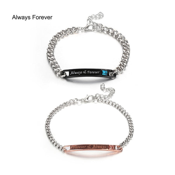 1PC Stainless Steel Lover Couples her Beast& His Beauty Bangles Her King His Queen Bracelets Men Women Jewelry Valentine's Day