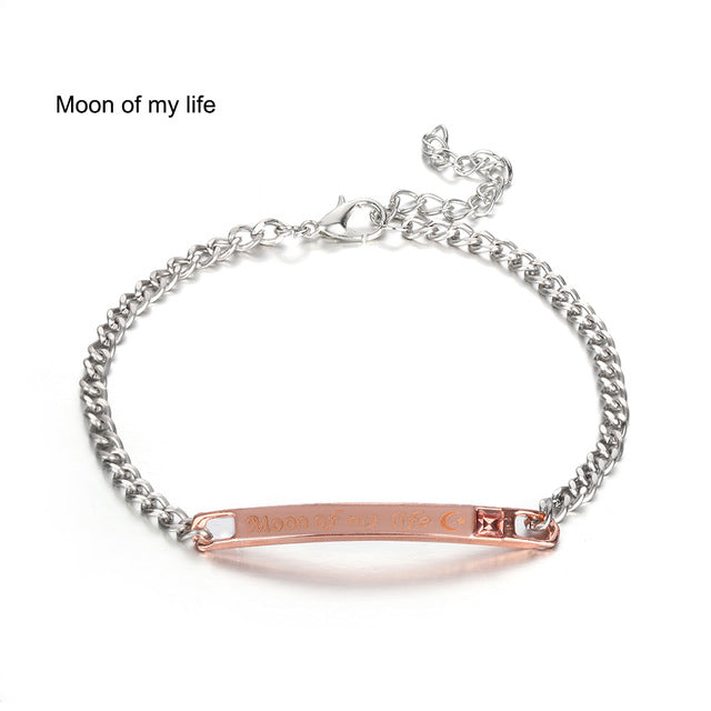 1PC Stainless Steel Lover Couples her Beast& His Beauty Bangles Her King His Queen Bracelets Men Women Jewelry Valentine's Day