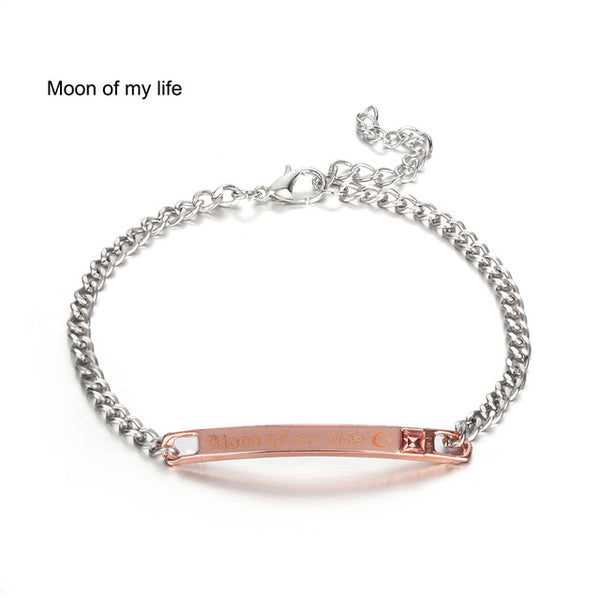 1PC Stainless Steel Lover Couples her Beast& His Beauty Bangles Her King His Queen Bracelets Men Women Jewelry Valentine's Day