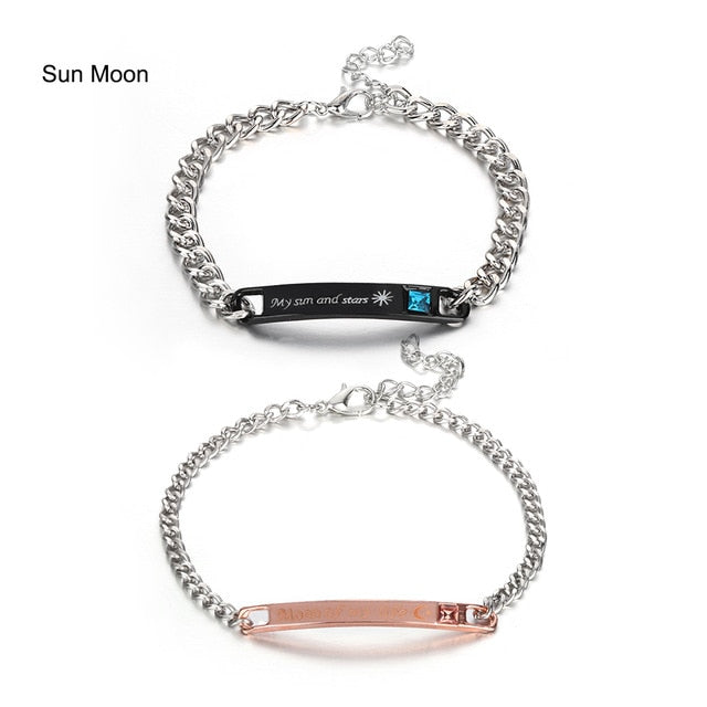 1PC Stainless Steel Lover Couples her Beast& His Beauty Bangles Her King His Queen Bracelets Men Women Jewelry Valentine's Day