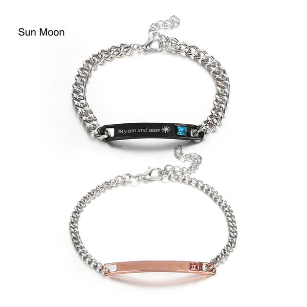1PC Stainless Steel Lover Couples her Beast& His Beauty Bangles Her King His Queen Bracelets Men Women Jewelry Valentine's Day