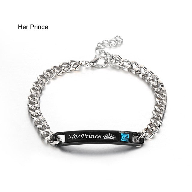 1PC Stainless Steel Lover Couples her Beast& His Beauty Bangles Her King His Queen Bracelets Men Women Jewelry Valentine's Day