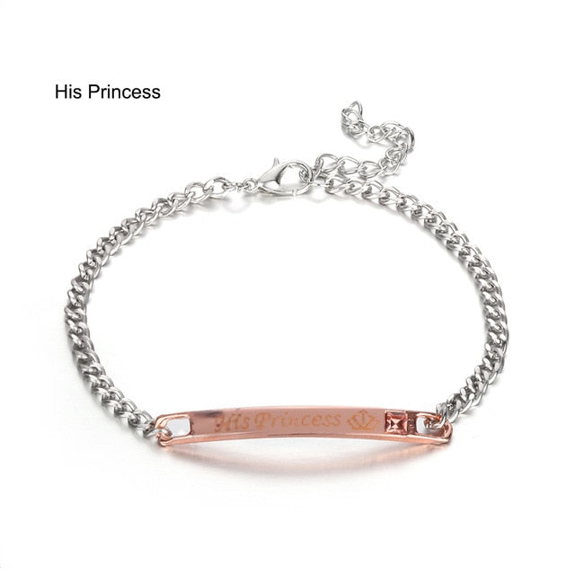 1PC Stainless Steel Lover Couples her Beast& His Beauty Bangles Her King His Queen Bracelets Men Women Jewelry Valentine's Day