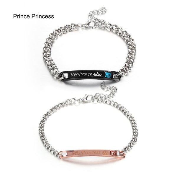 1PC Stainless Steel Lover Couples her Beast& His Beauty Bangles Her King His Queen Bracelets Men Women Jewelry Valentine's Day