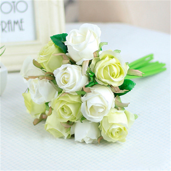 7/8/9/12pcs/lot Artificial Rose Flowers Wedding bouquet New Year Pink Royal Rose Silk flower Home Decoration Wedding Party Decor