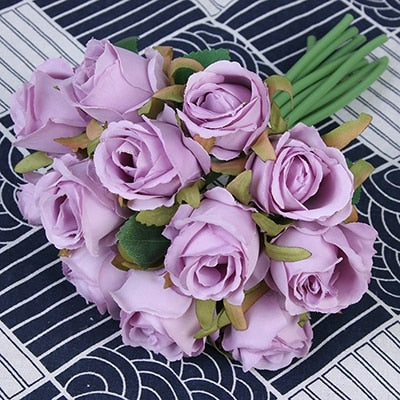7/8/9/12pcs/lot Artificial Rose Flowers Wedding bouquet New Year Pink Royal Rose Silk flower Home Decoration Wedding Party Decor