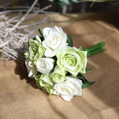 7/8/9/12pcs/lot Artificial Rose Flowers Wedding bouquet New Year Pink Royal Rose Silk flower Home Decoration Wedding Party Decor