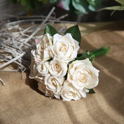 7/8/9/12pcs/lot Artificial Rose Flowers Wedding bouquet New Year Pink Royal Rose Silk flower Home Decoration Wedding Party Decor