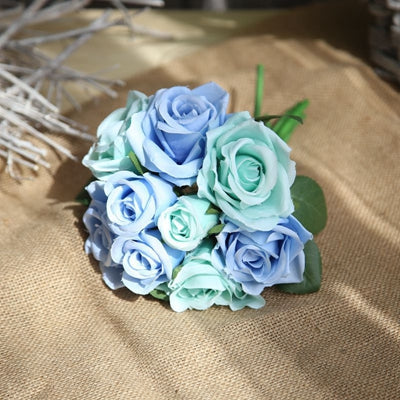 7/8/9/12pcs/lot Artificial Rose Flowers Wedding bouquet New Year Pink Royal Rose Silk flower Home Decoration Wedding Party Decor