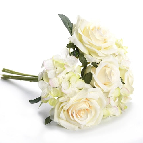 7/8/9/12pcs/lot Artificial Rose Flowers Wedding bouquet New Year Pink Royal Rose Silk flower Home Decoration Wedding Party Decor