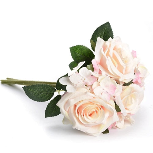 7/8/9/12pcs/lot Artificial Rose Flowers Wedding bouquet New Year Pink Royal Rose Silk flower Home Decoration Wedding Party Decor