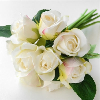 7/8/9/12pcs/lot Artificial Rose Flowers Wedding bouquet New Year Pink Royal Rose Silk flower Home Decoration Wedding Party Decor