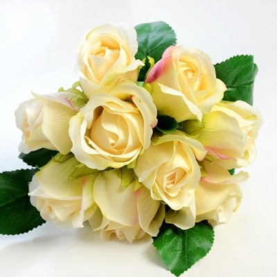7/8/9/12pcs/lot Artificial Rose Flowers Wedding bouquet New Year Pink Royal Rose Silk flower Home Decoration Wedding Party Decor