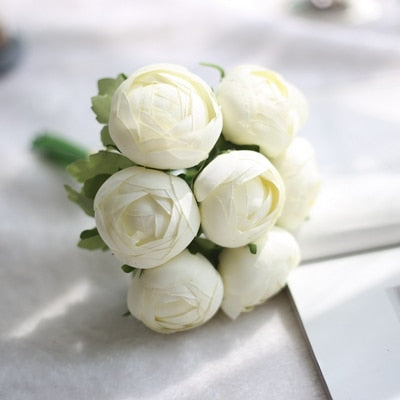 7/8/9/12pcs/lot Artificial Rose Flowers Wedding bouquet New Year Pink Royal Rose Silk flower Home Decoration Wedding Party Decor