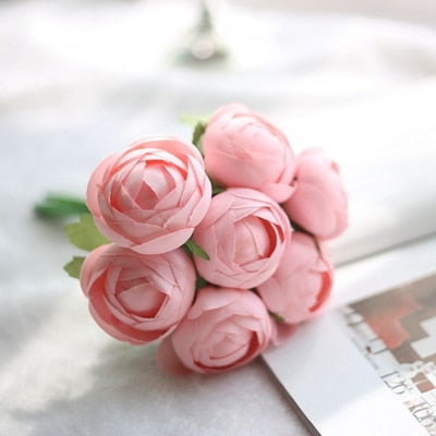 7/8/9/12pcs/lot Artificial Rose Flowers Wedding bouquet New Year Pink Royal Rose Silk flower Home Decoration Wedding Party Decor