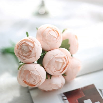 7/8/9/12pcs/lot Artificial Rose Flowers Wedding bouquet New Year Pink Royal Rose Silk flower Home Decoration Wedding Party Decor