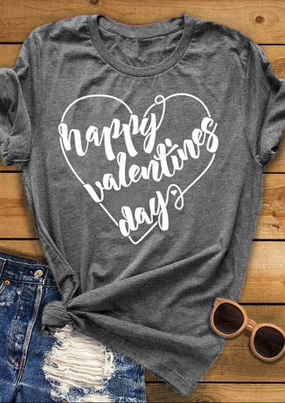 Happy Valentines Day O-Neck T-Shirt Women Funny Graphic tshirt Summer style t shirt Ladies Female tops tees