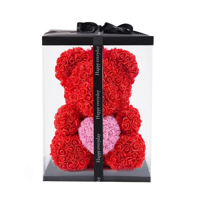 WR Red Rose Bear With Heart Wedding Home Decoration Valentine's Day Love Gift For Girlfriend Love Bear Gift Decoration