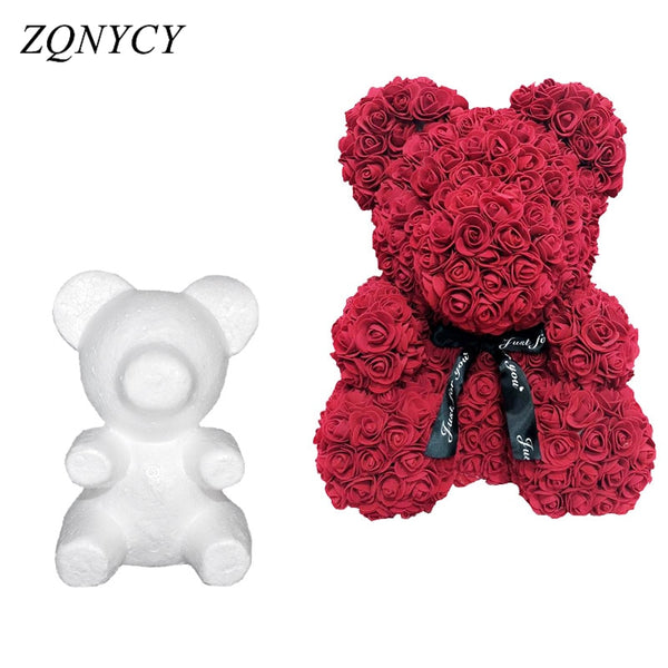 1Pcs Polystyrene Styrofoam White Foam Bear Mold Artificial Flower Head Rose Teddy Valentine's Day Gifts Party Wedding Decoration