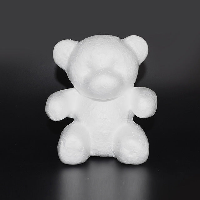 1Pcs Polystyrene Styrofoam White Foam Bear Mold Artificial Flower Head Rose Teddy Valentine's Day Gifts Party Wedding Decoration