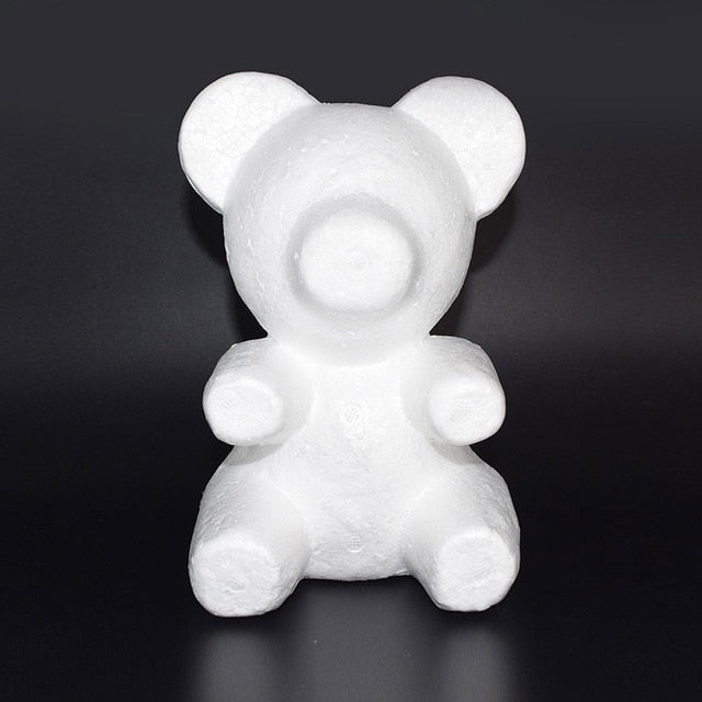 1Pcs Polystyrene Styrofoam White Foam Bear Mold Artificial Flower Head Rose Teddy Valentine's Day Gifts Party Wedding Decoration