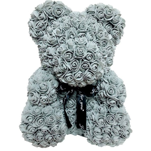 2019 Creative 40cm Rose Bear Red Pink Wedding Eternal Flower With Ribbon Decoration Gift For Valentine's Day New Year