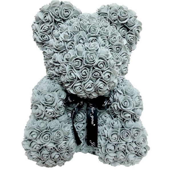 2019 Creative 40cm Rose Bear Red Pink Wedding Eternal Flower With Ribbon Decoration Gift For Valentine's Day New Year