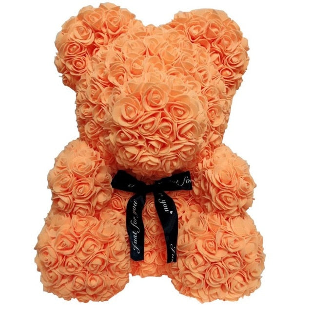 2019 Creative 40cm Rose Bear Red Pink Wedding Eternal Flower With Ribbon Decoration Gift For Valentine's Day New Year