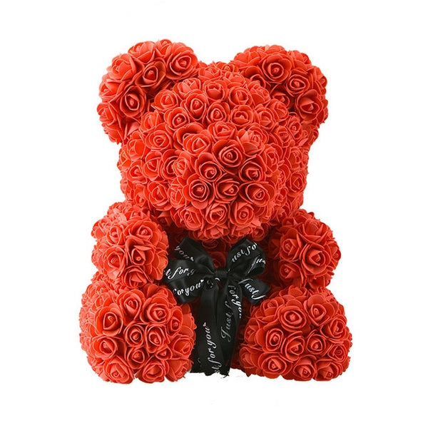 2019 Creative 40cm Rose Bear Red Pink Wedding Eternal Flower With Ribbon Decoration Gift For Valentine's Day New Year
