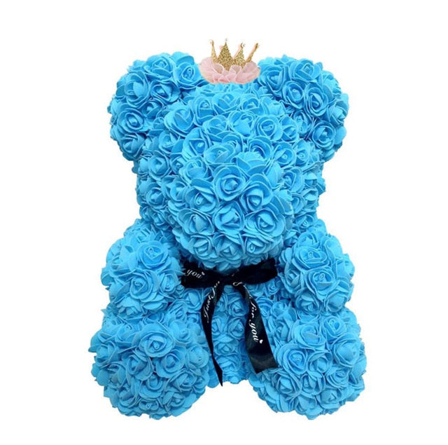 2019 Creative 40cm Rose Bear Red Pink Wedding Eternal Flower With Ribbon Decoration Gift For Valentine's Day New Year