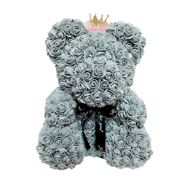 2019 Creative 40cm Rose Bear Red Pink Wedding Eternal Flower With Ribbon Decoration Gift For Valentine's Day New Year