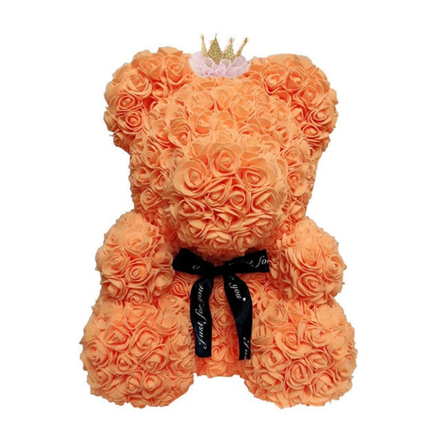 2019 Creative 40cm Rose Bear Red Pink Wedding Eternal Flower With Ribbon Decoration Gift For Valentine's Day New Year