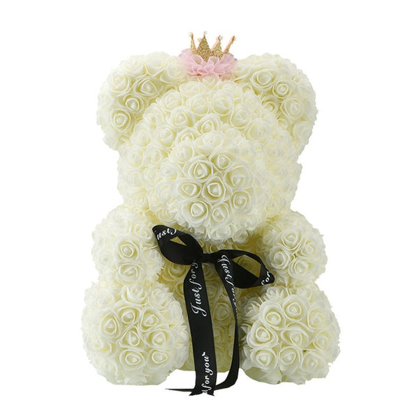 2019 Creative 40cm Rose Bear Red Pink Wedding Eternal Flower With Ribbon Decoration Gift For Valentine's Day New Year