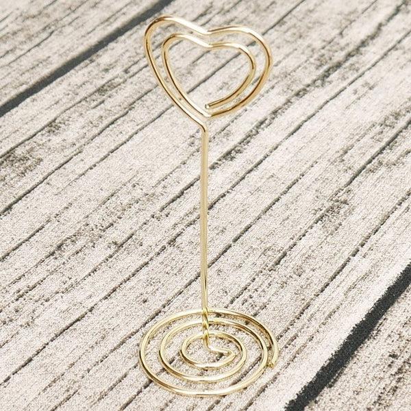 1pc Gold Rose Gold Heart Shaped Love Wedding Party Event Decoration Decor Name Table Card Holder Stand Clip Supply Free Shipping