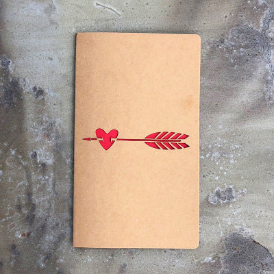 1pc Kraft paper Valentine's Day hollow greeting card envelope Love Heart Rose Thanksgiving birthday card holiday blessing