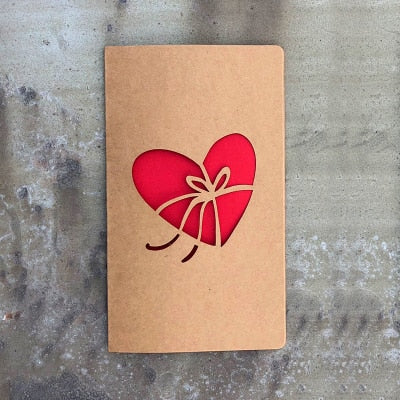 1pc Kraft paper Valentine's Day hollow greeting card envelope Love Heart Rose Thanksgiving birthday card holiday blessing