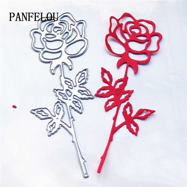 PANFELOU Metal craft The Shy rose paper die cutting dies for Scrapbooking/DIY Valentine's day wedding New year cards